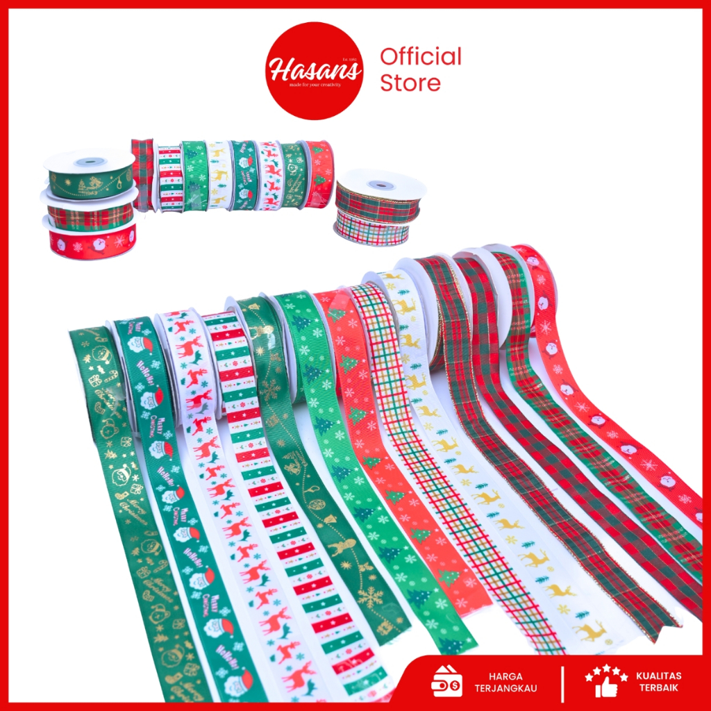 

Pita Natal Merry Christmas 2.5 Cm 4cm 5cm 6.3cm / Pita Kado Natal Christmas Ribbon / Pita Christmas