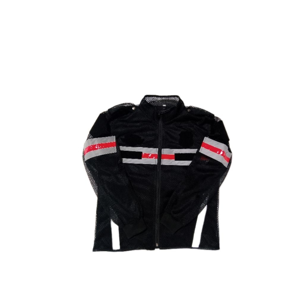 JAKET JALA/JARING  DISHUB  FULL HITAM LIS ORANGE POLOS TANPA LOGO