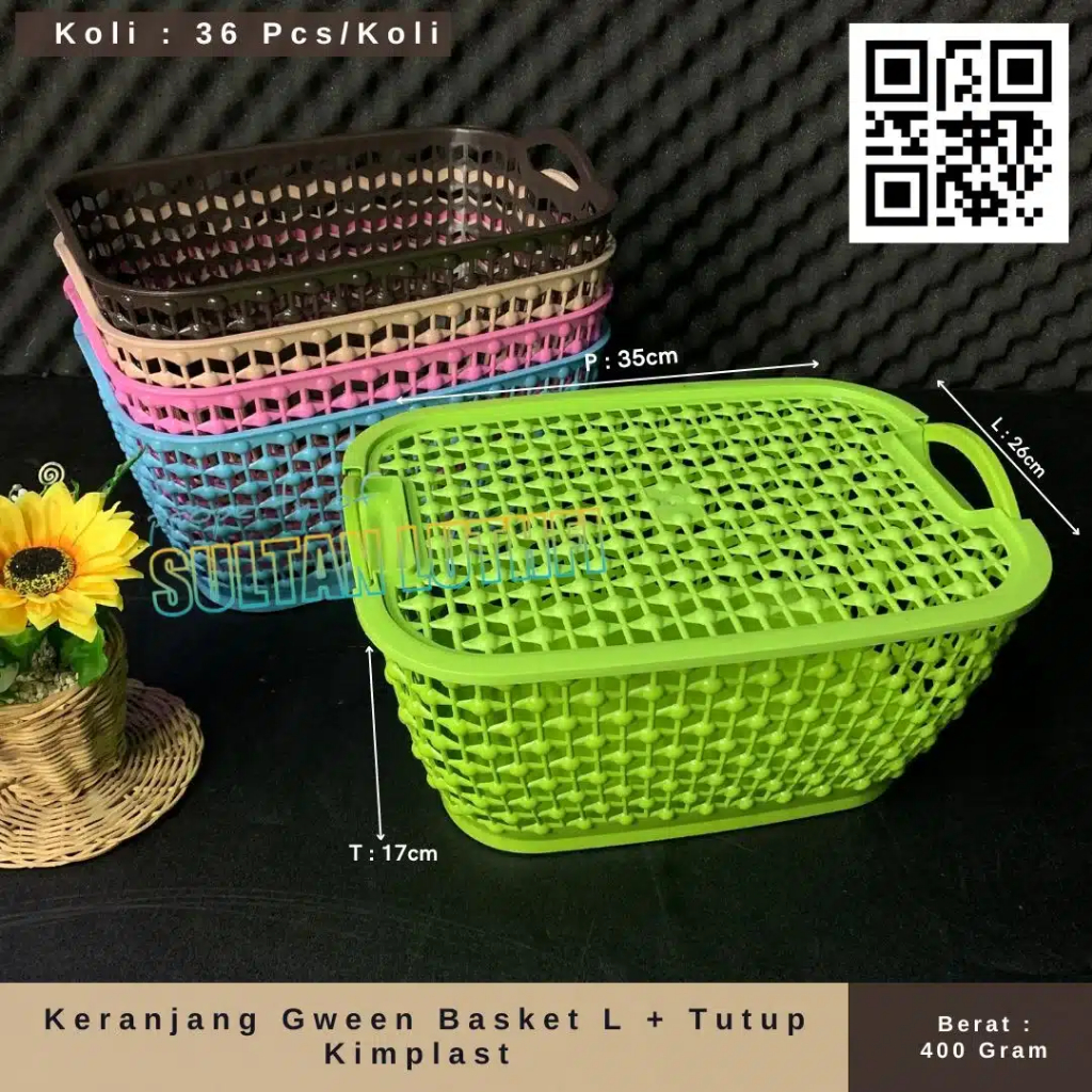 Keranjang Gween Basket L + Tutup Kimplast