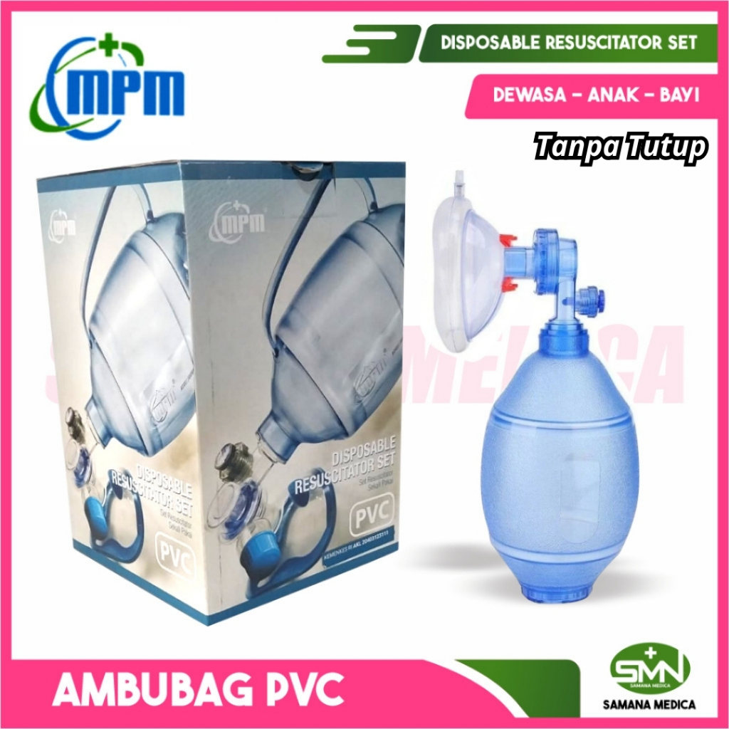 Ambubag + Guedel Mayo Sungkup PVC Lengkap dengan MPM Rescucitator Alat Bantu Resusitasi Napas Neonat