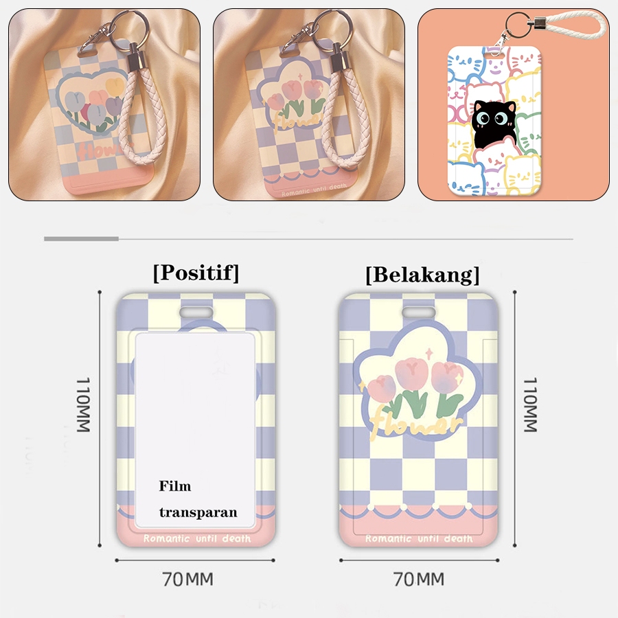 

ID Card Holder Motif Kawaii Photocard Holder Flower/ Casing Pelindung Sertifikat dengan Tali