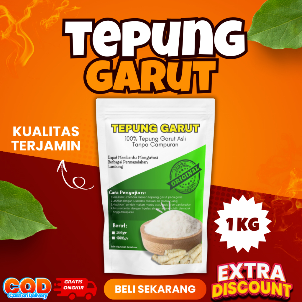 

TEPUNG PATI GARUT PREMIUM 1 KG 1000 GRAM/PATI ASAM LAMBUNG/ANGKRIK/OBAT MAAG