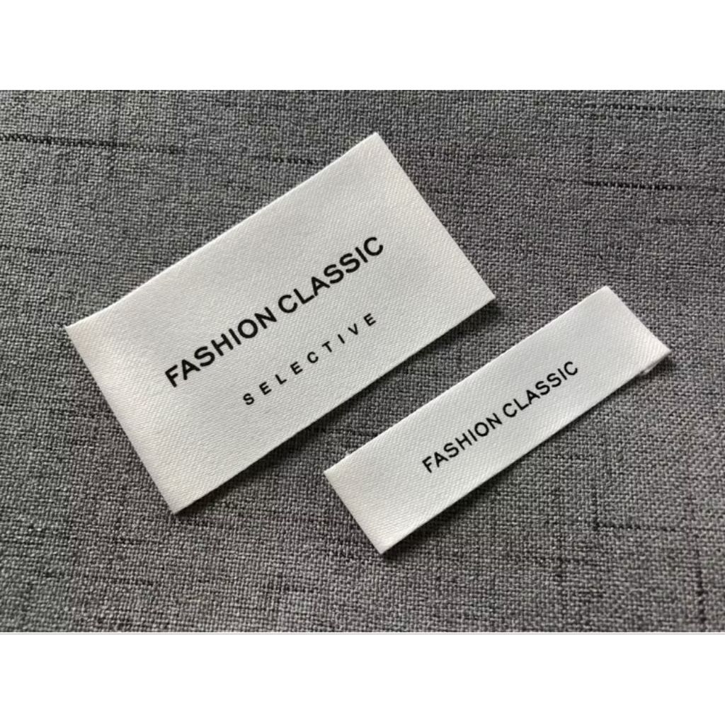 

500 PCS Label Merek Bahan Satin Terbaru Import/ Label akrilik