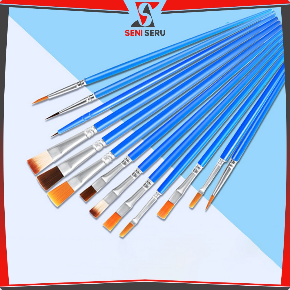 

EC Paint Brush Nilon Ujung Pointed dan Flat / Kuas Lukis Lancip Datar Art / Brush Cat Minyak Akrilik Seni Seru A98