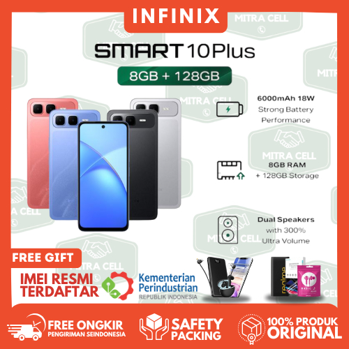 Infinix Smart 10 Plus 8/128GB - Up to 16GB Extended RAM - 6.67 inch 120Hz HD+ - T7250 - 6000 mAh