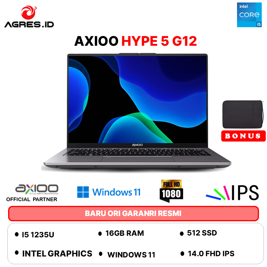 AXIOO HYPE 5 G12 I5 1235 16GB 512GB W11+OHS 14.0FHD IPS BLK