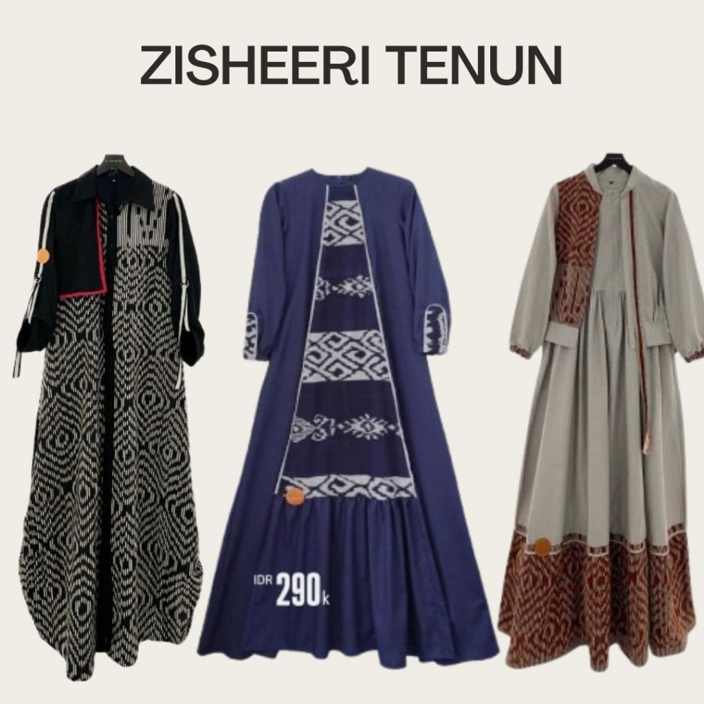 Zisheeri Gamis Terbaru Bahan Katun Mix Tenun