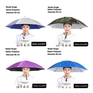 Payung Topi Ukuran Besar Diameter 80Cm Dengan Tali - Topi Payung Mancing Hiking Outdoor Payung Topi 