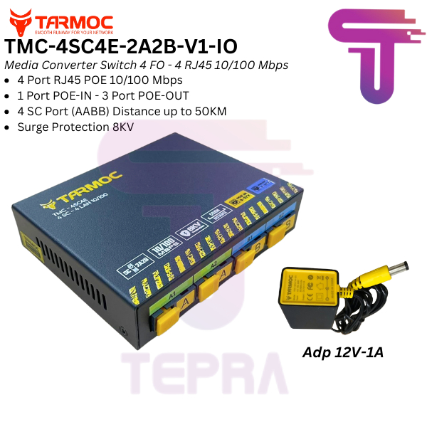 Tarmoc TMC-4SC4E-2A2B-V1-IO | Media Converter 4 FO 4 LAN / 4FO 4LAN | 4SC 4LAN / 4 SC 4 LAN 10/100Mb