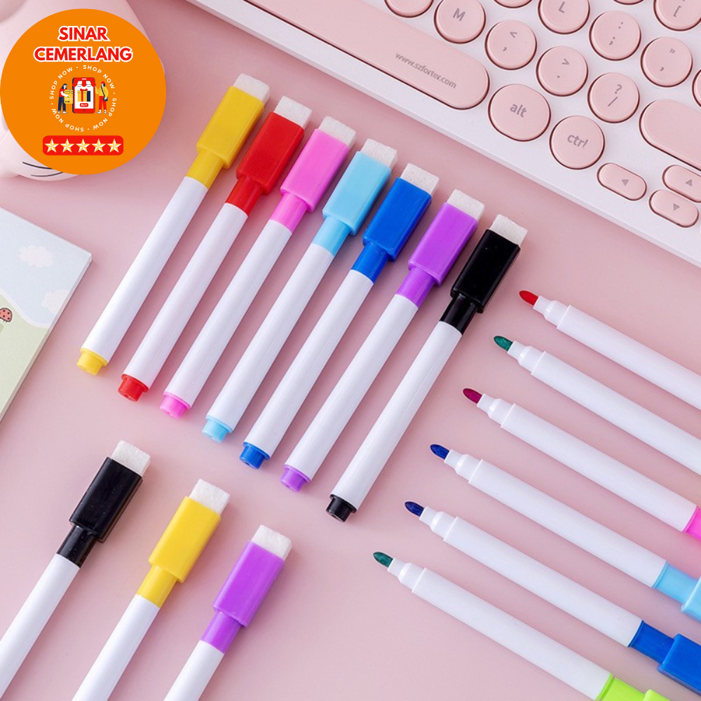 

SC Spidol Warna Warni Papan Tulis Dengan Penghapus Sepidol Mini Wipe & Clean Tinta Warna Warni