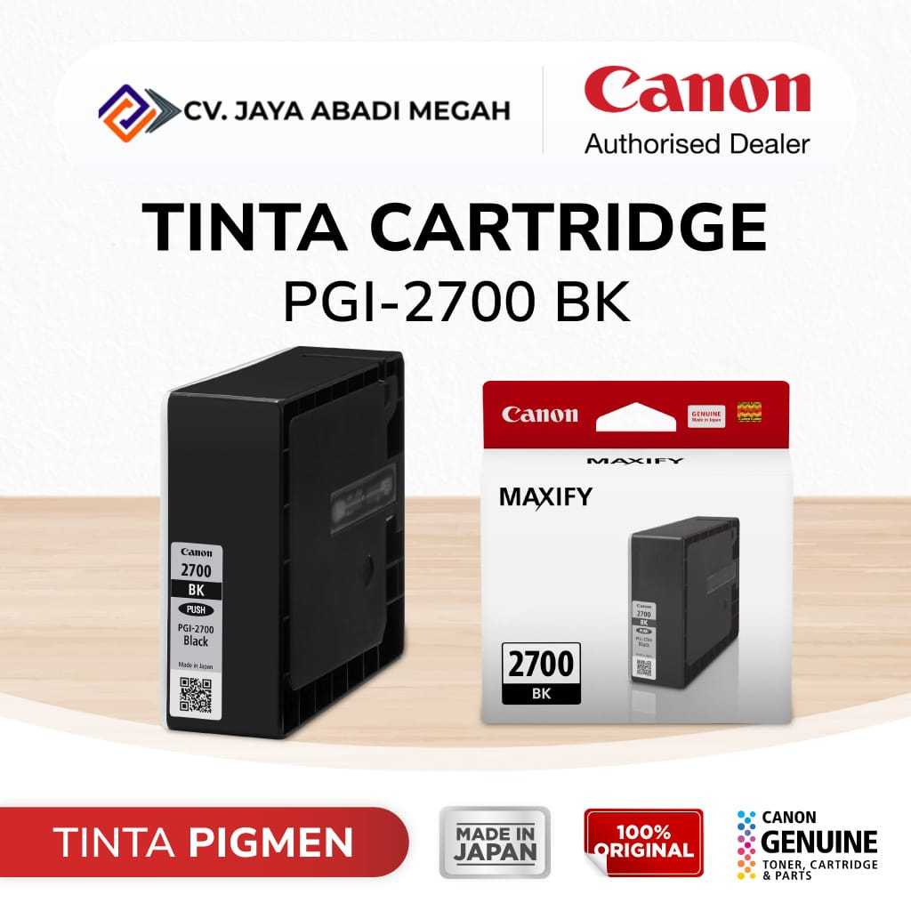 Canon PGI 2700 Black Tinta Original - Tinta Canon MAXIFY iB4170 MB5170 MB5470 - Tinta Cartridge Katr