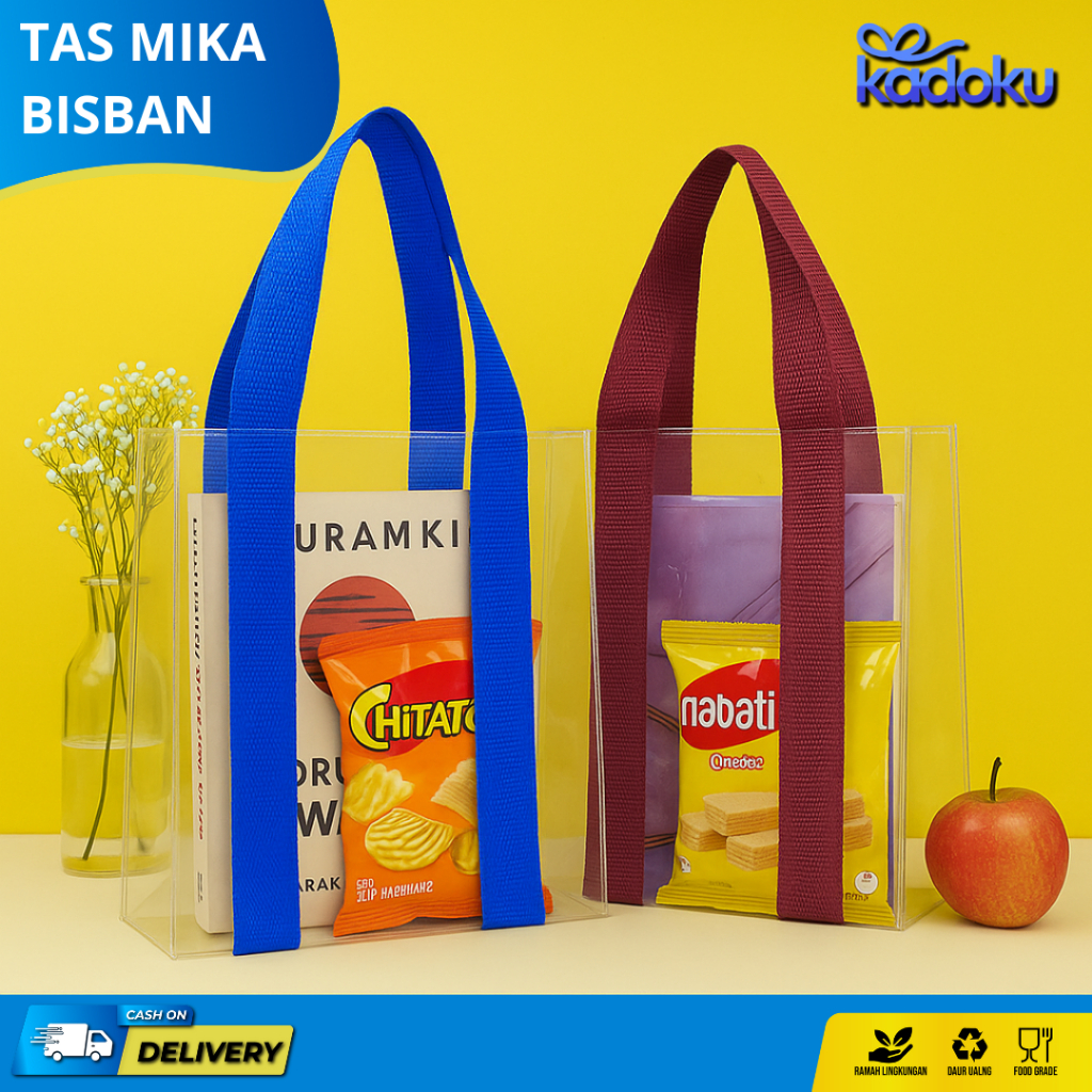 

Tas Mika Transparan Tas Mika PVC Goodiebag Ultah Anak Totebag Tali Bisban Tas Souvenir Hajatan
