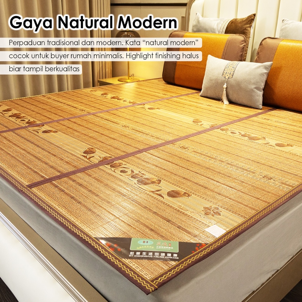 Tikar Bambu Alami Ukuran Besar Tikar Bambu Anyaman Asli Ukuran 180 x 200 cm Multifungsi  X12A1