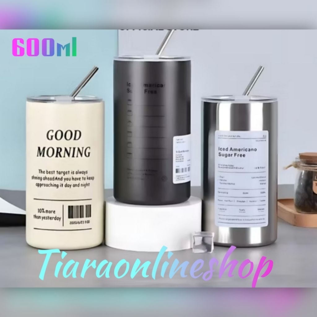 Gelas tumbler good morning 600ml tahan panas/dingin