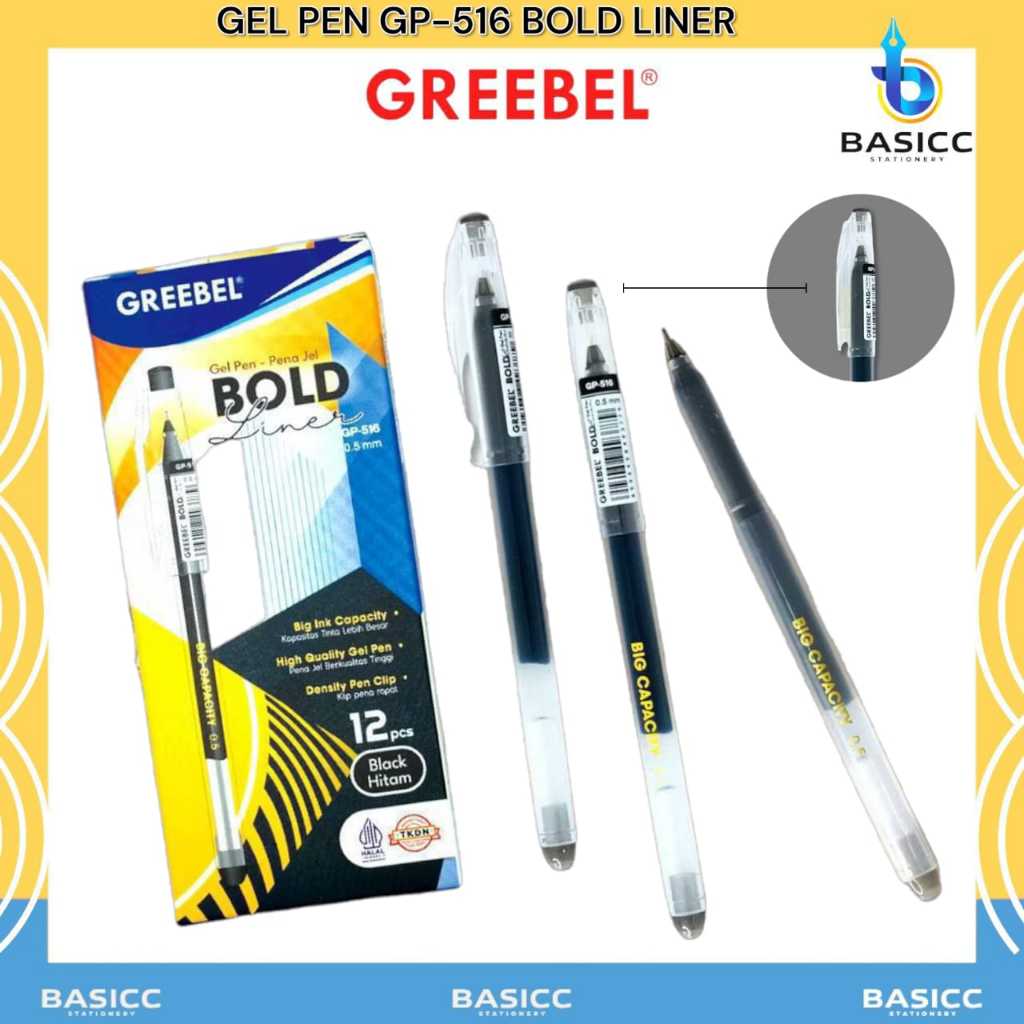 

Greebel Gel Pen 0.5mm Bold Liner Pena Ballpen GP- 516 | @ 1 Pcs