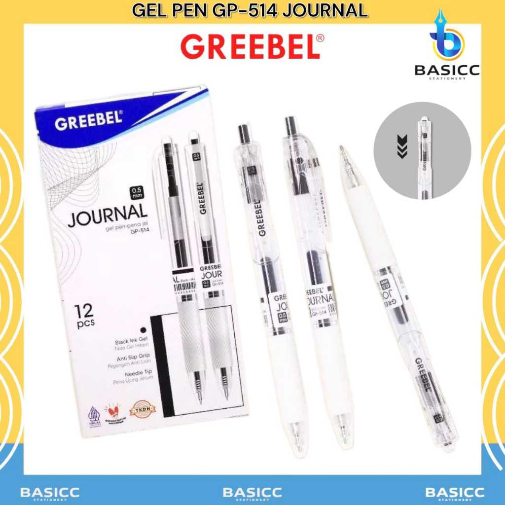 

Greebel Gel Pen Journal 0.5mm Gp - 514 Bolpoin Hitam | @ 1 Pcs