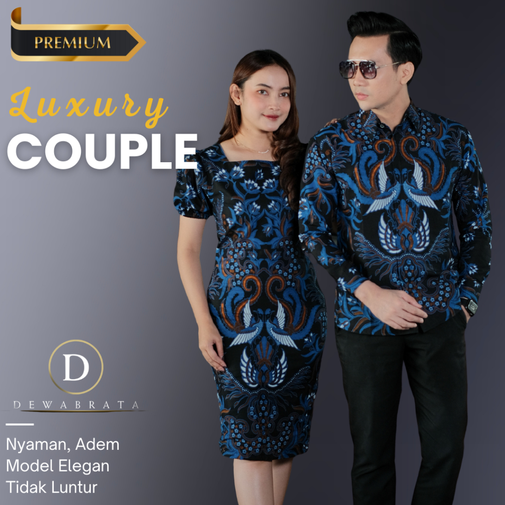 Batik Couple Modern Elegan Motif Gurdho Set Couple Kemeja Dress Couple Keluarga Furing Premium