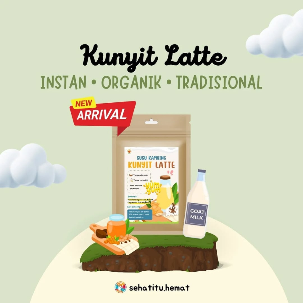 

Susu Kambing Sachet Varian Kunyit Latte, 100% Organik Tanpa Bahan Kimia