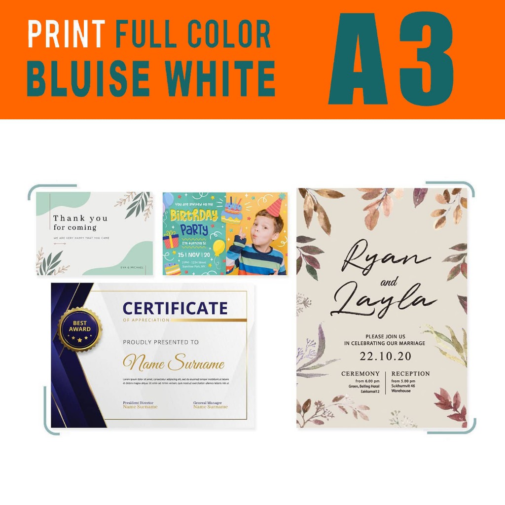 

Cetak, Print Bluisewhite A3+ 260gsm - Sertifikat, Undangan, Piagam, Poster Berkualitas