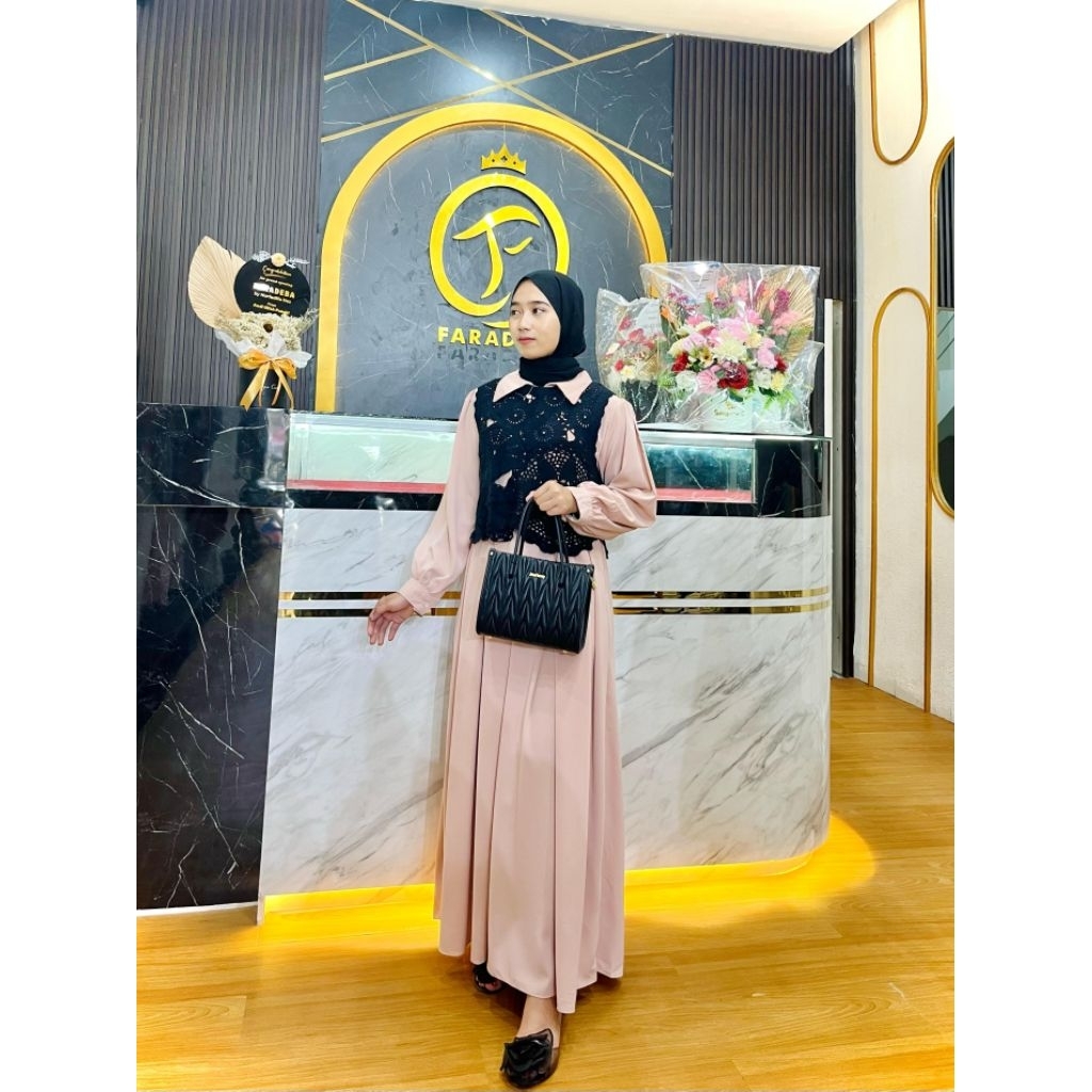 Gamis casual set vest rajut premium