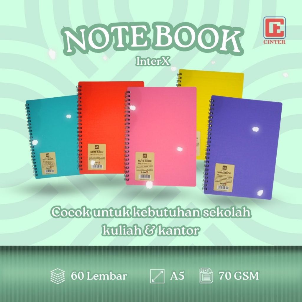 

INTER X- BUKU SPIRAL / BUKU CATATAN / NOTEBOOK SPIRAL MACARONS NBX-10 A5