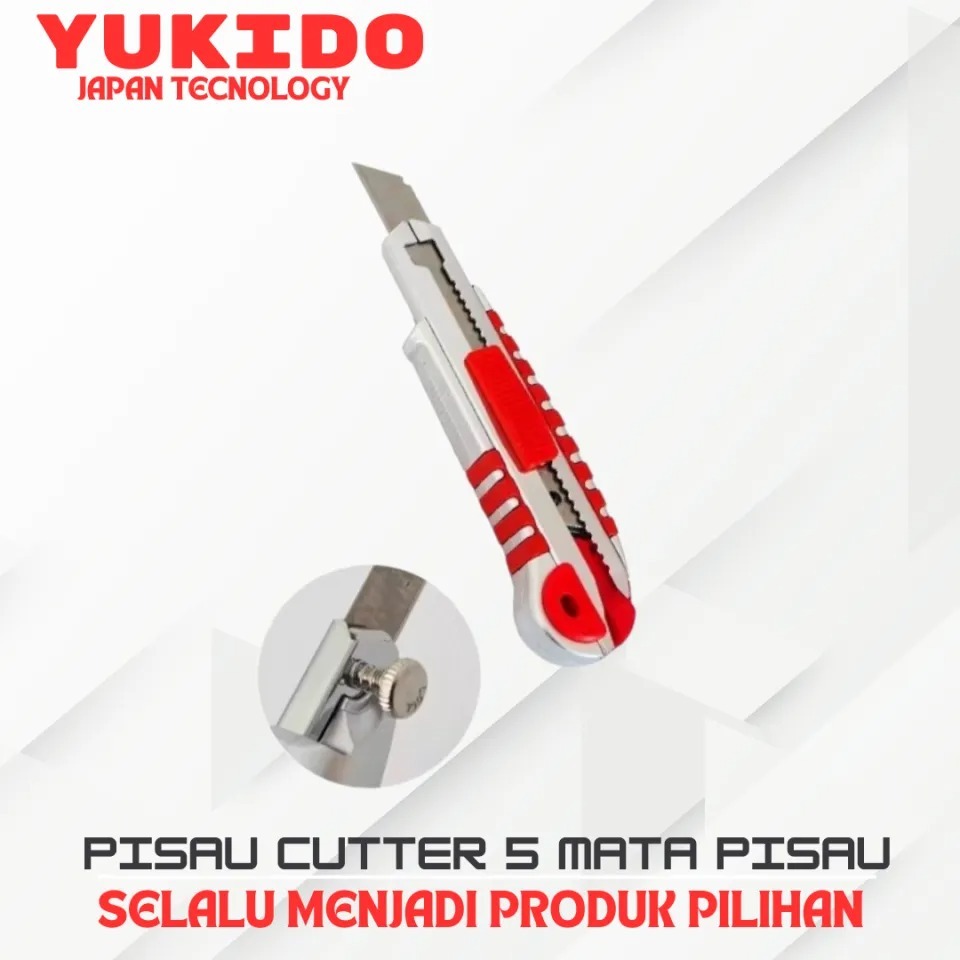 

YUKIDO ORIGINAL PISAU CUTTER BESAR SUPER TAJAM FREE 5 MATA PISAU 18MM ULTILITY KNIFE AB366-050