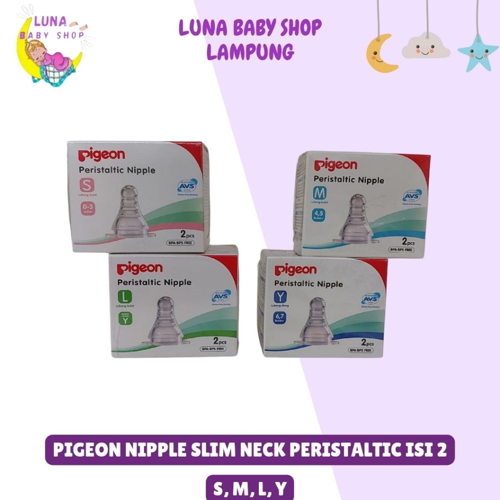 Pigeon Peristaltic Nipple S,M,L,Y isi 2/nipple botol standar/karet dot slim neck/karet dot/nipple/do