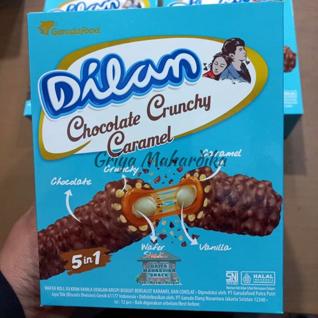 

Dilan Chocolate Caramel 1 box isi 12 pcs Snack Kiloan