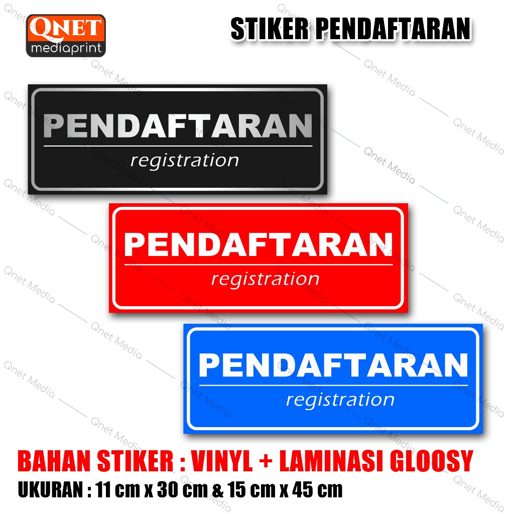

STIKER PENDAFTARAN | BAHAN VINYL + LAMINASI GLOSSY