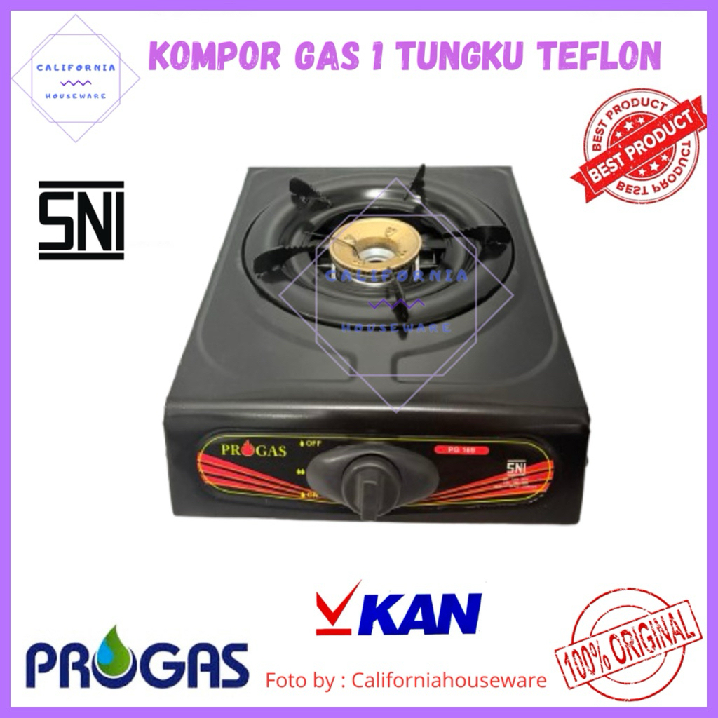 Kompor Gas 1 Tungku PROGAS / Kompor PROGAS 1 Tungku Teflon