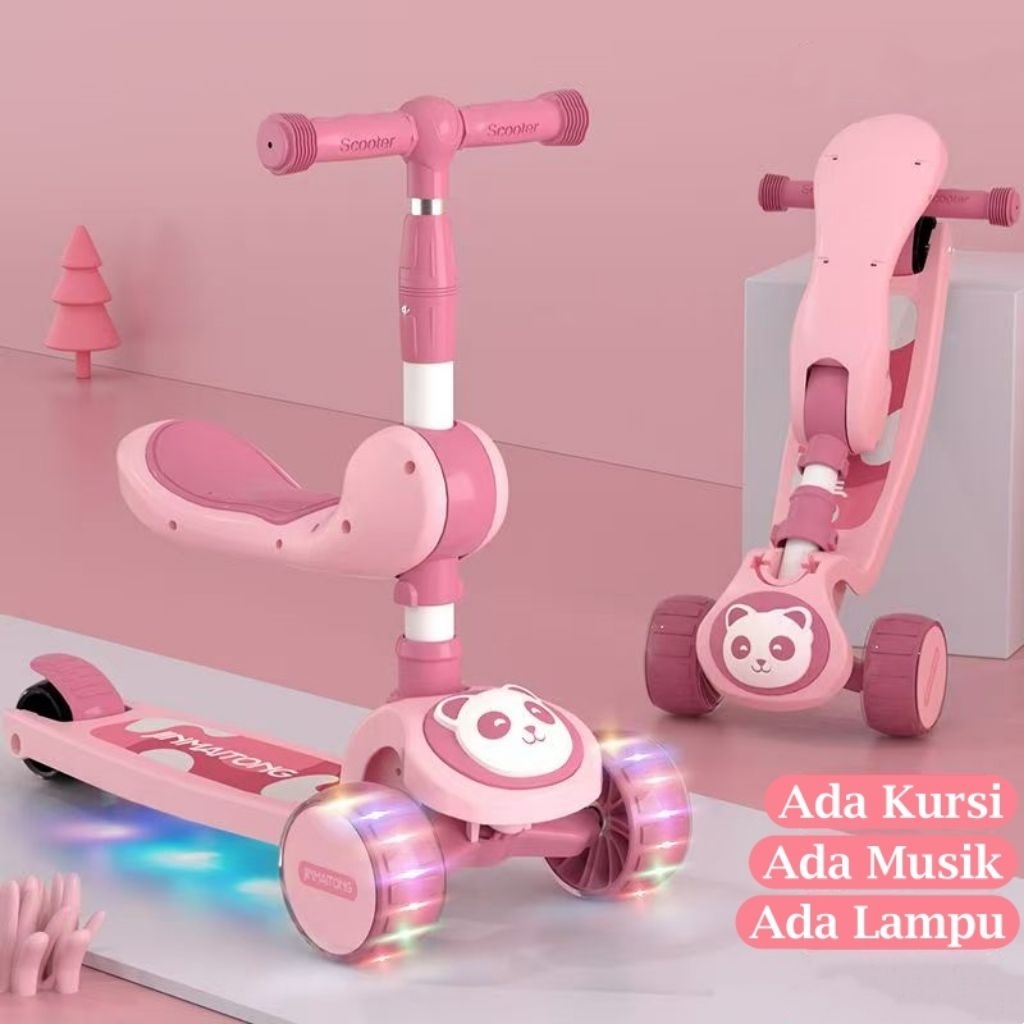 Mainan Anak Skuter 2in1 Warna Pink