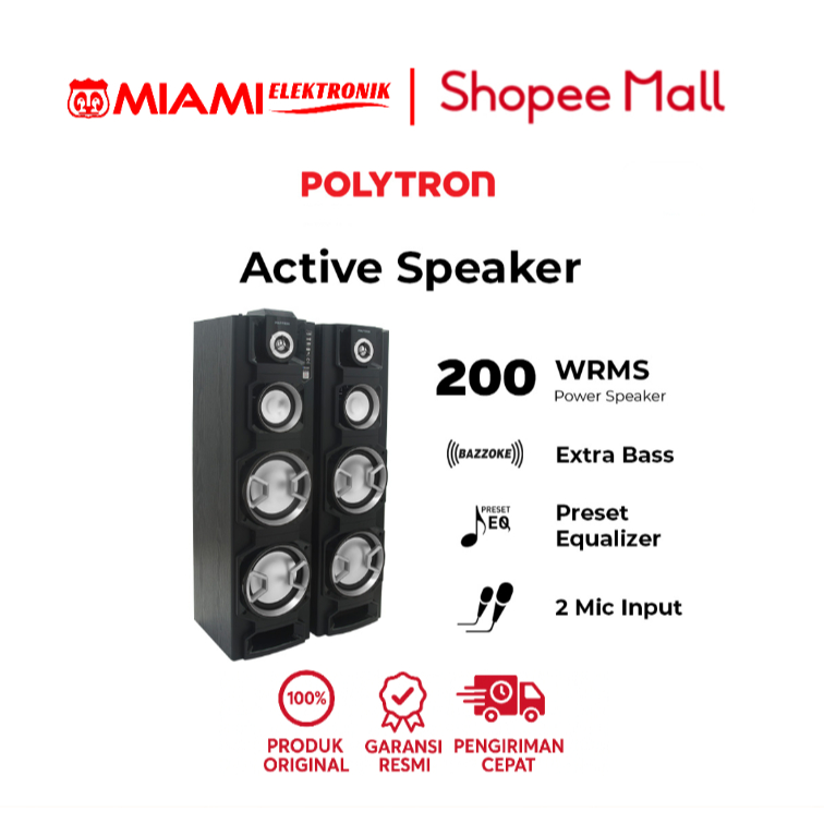 POLYTRON PAS 8EF22 / PAS8EF22 Bluetooth Speaker Aktif Karaoke 8 Inch