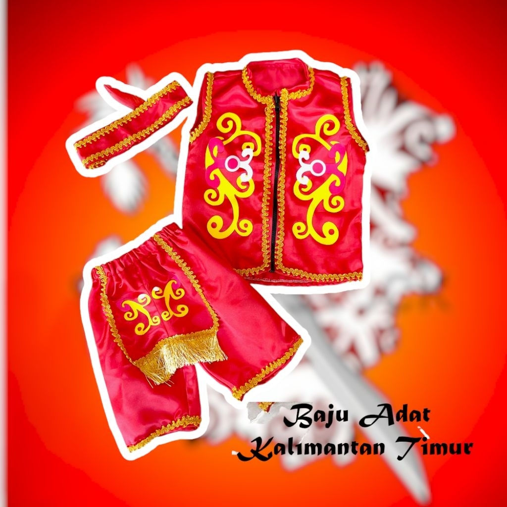 Baju Adat Kalimantan / Baju Adat / Baju Daerah / Seragam Tari Anak / Kostum Festival / Kostum Pawai 