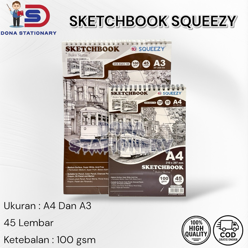 

SKETCHBOOK A4 & A3 SQUEEZY 100gsm / Buku Gambar Tebal