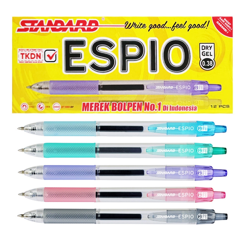 

Ballpoint Gel Cetek Standard ESPIO DRY GEL 0.38mm Hitam 12 Pcs