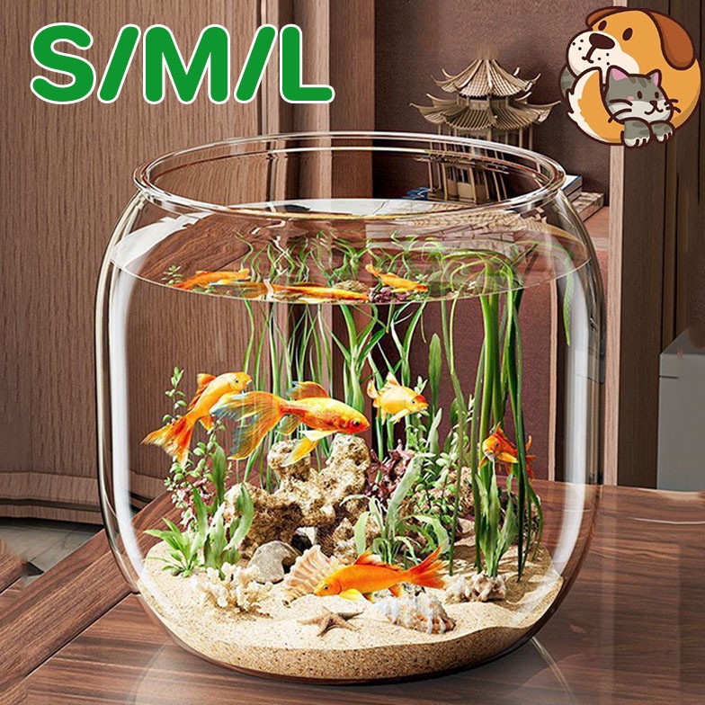 Terlaris Aquarium Bulat Plastic Mini Aquarium Toples Bulat Ikan Hias Aquarium Toples Bulat KuraKura 