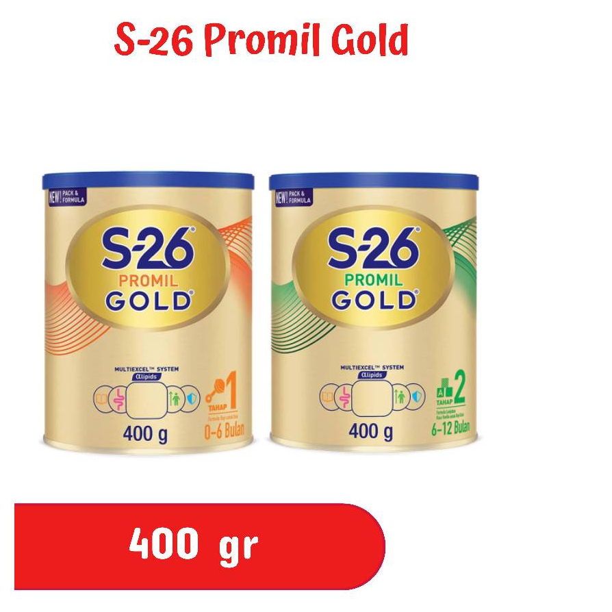 S-26 Promil Gold 1 (0-6 Bulan)/2 (6-12 Bulan) Susu Formula Bayi 400 ml