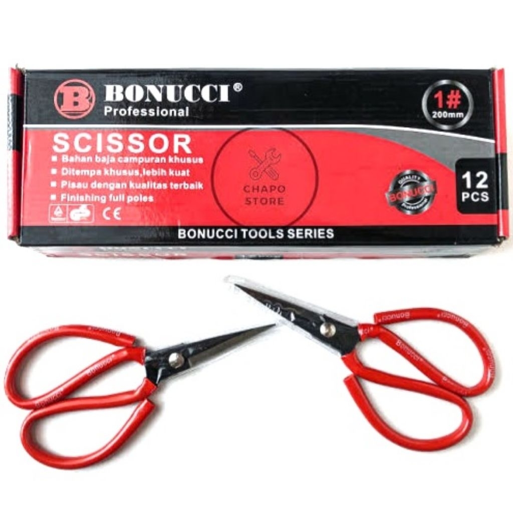 

1 LUSIN 12 PCS GUNTING KODOK Merah Gunting Kain Bonucci NETZ 8" 8 Inch