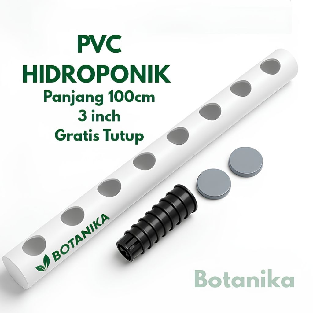 Pipa Hidroponik 3inch PVC Panjang 1meter | Free Netpot dan Tutup