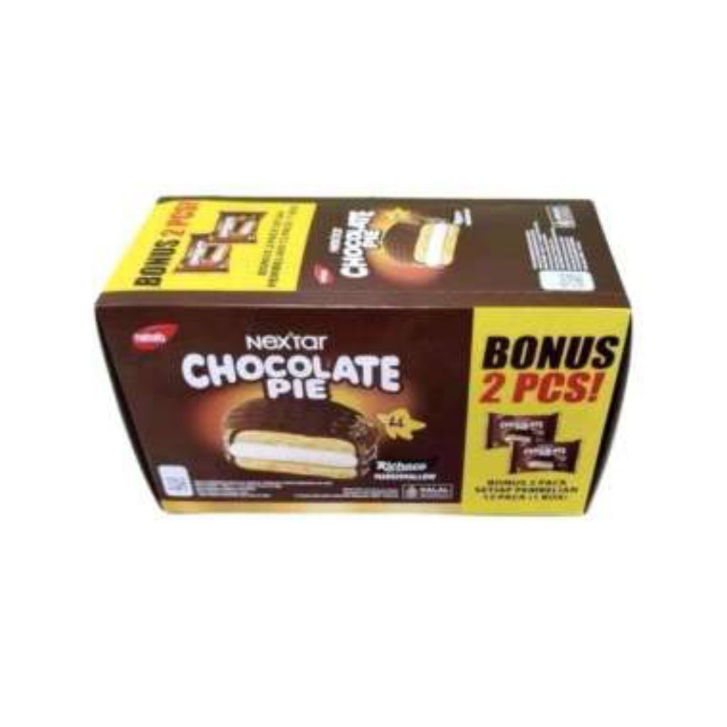

Nextar Chcolate Pie Nabati 1 Box isi 12 pcs + 1 pack @28g, Netto 392g.