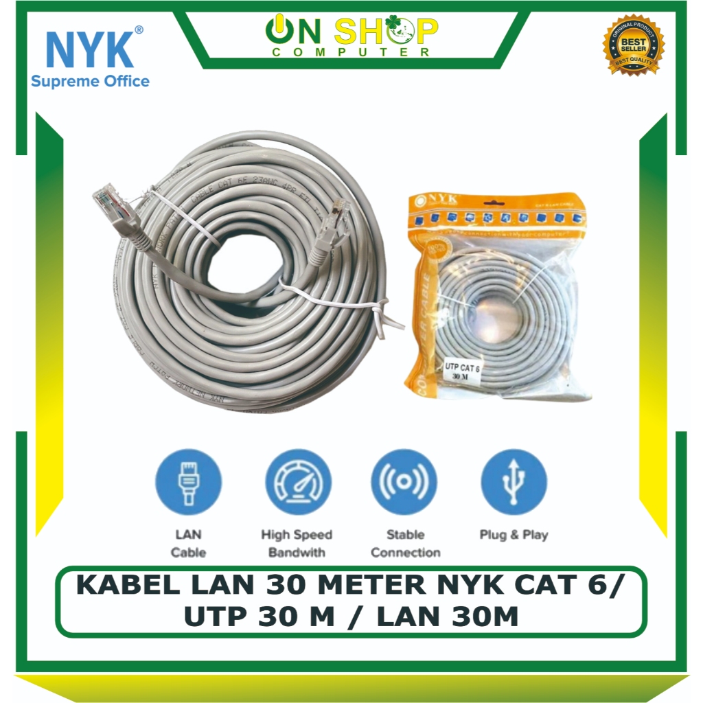 KABEL LAN 30 meter cat 6 NYK / KABEL LAN 30M Cat6 / KABEL LAN Cat6 30m
