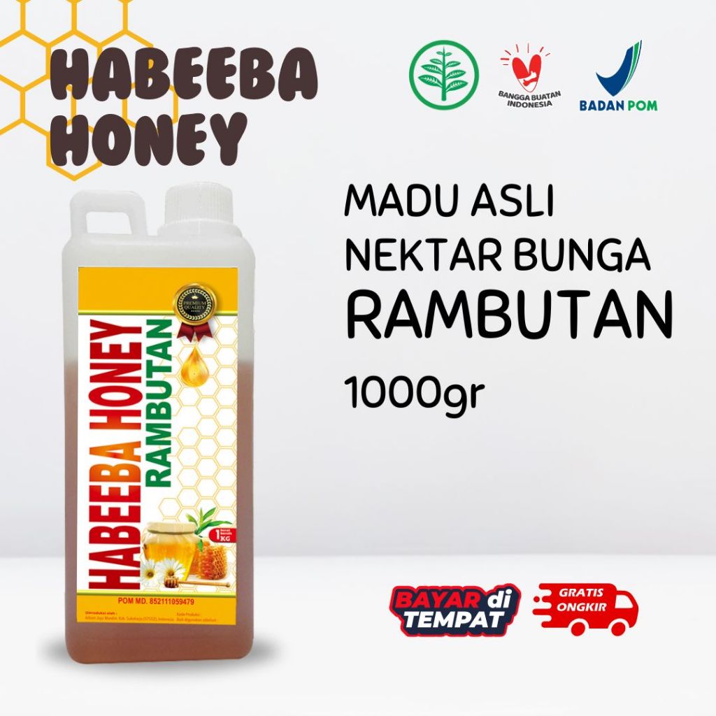 

Madu Rambutan Asli Nektar Bunga Rambutan 100% Habeeba Honey 1kg & 500 gram Madu Alami Natural