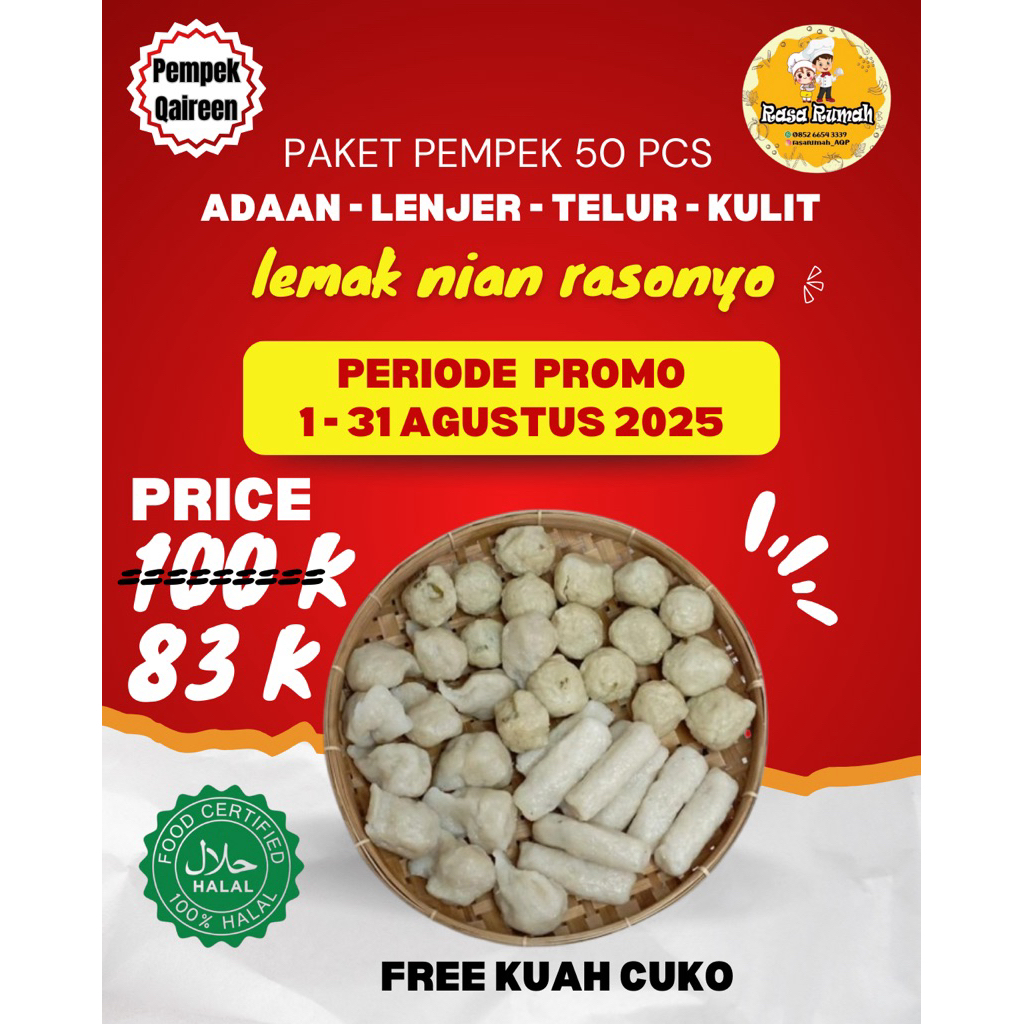 

PEMPEK QAIREEN PAKET CAMPUR 50 PCS ASLI PALEMBANG