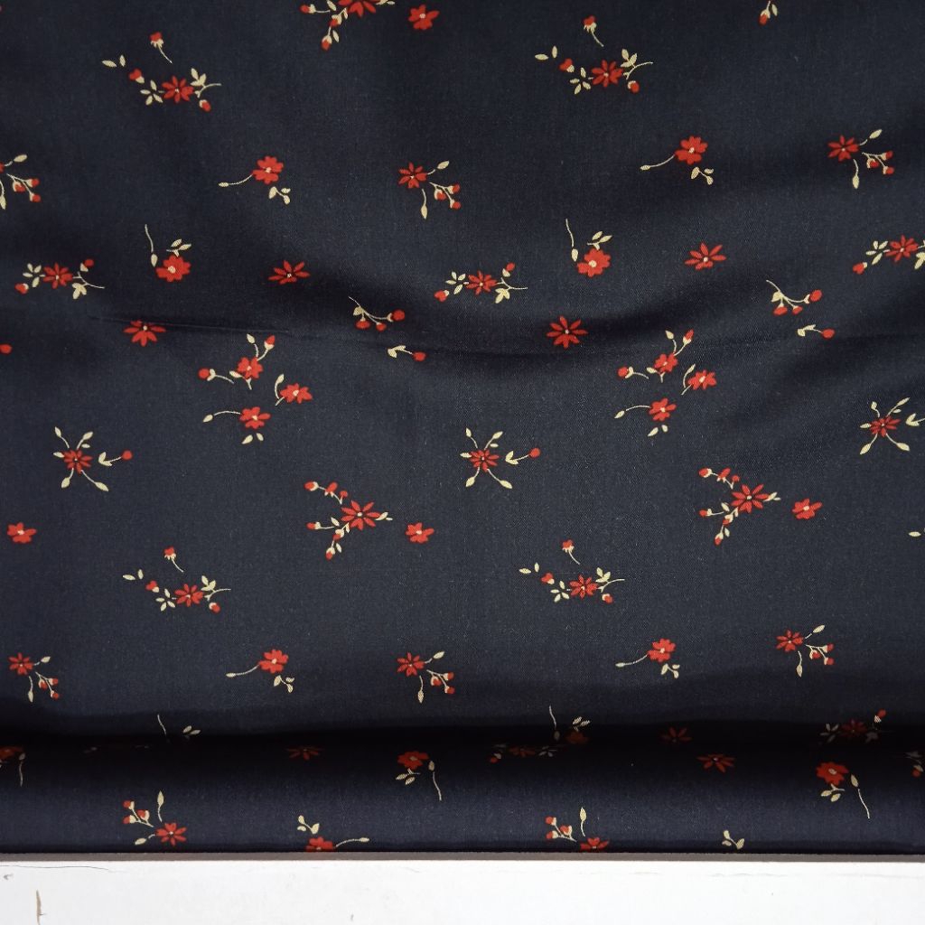 KAIN KATUN RAYON TWILL PREMIUM IMPORT MOTIF BUNGA KECIL