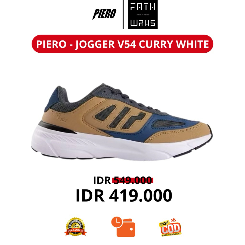 Sepatu Piero Original - Joger V-54 Navy | Cloud Grey | Curry White | Sepatu Unisex