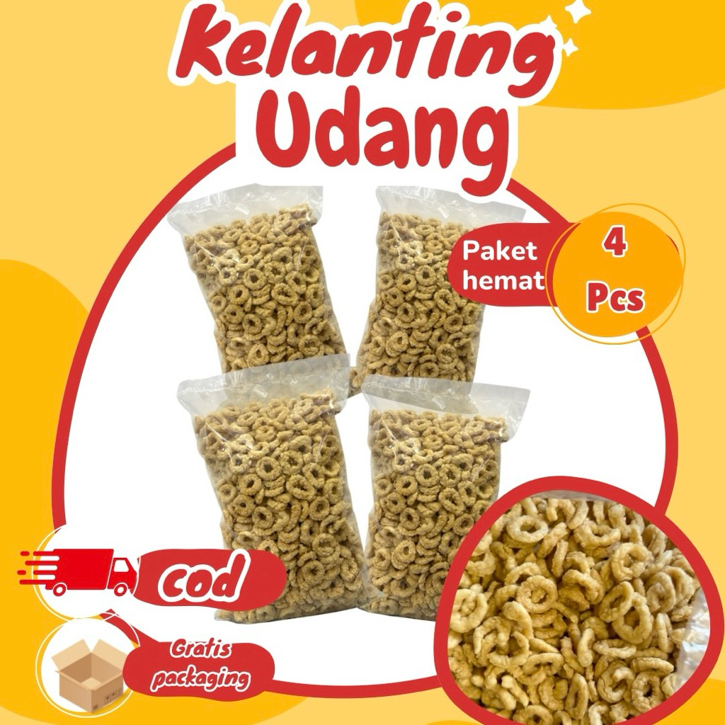 

PAKET HEMAT 4 pcs cemilan kelanting udang gurih & renyah