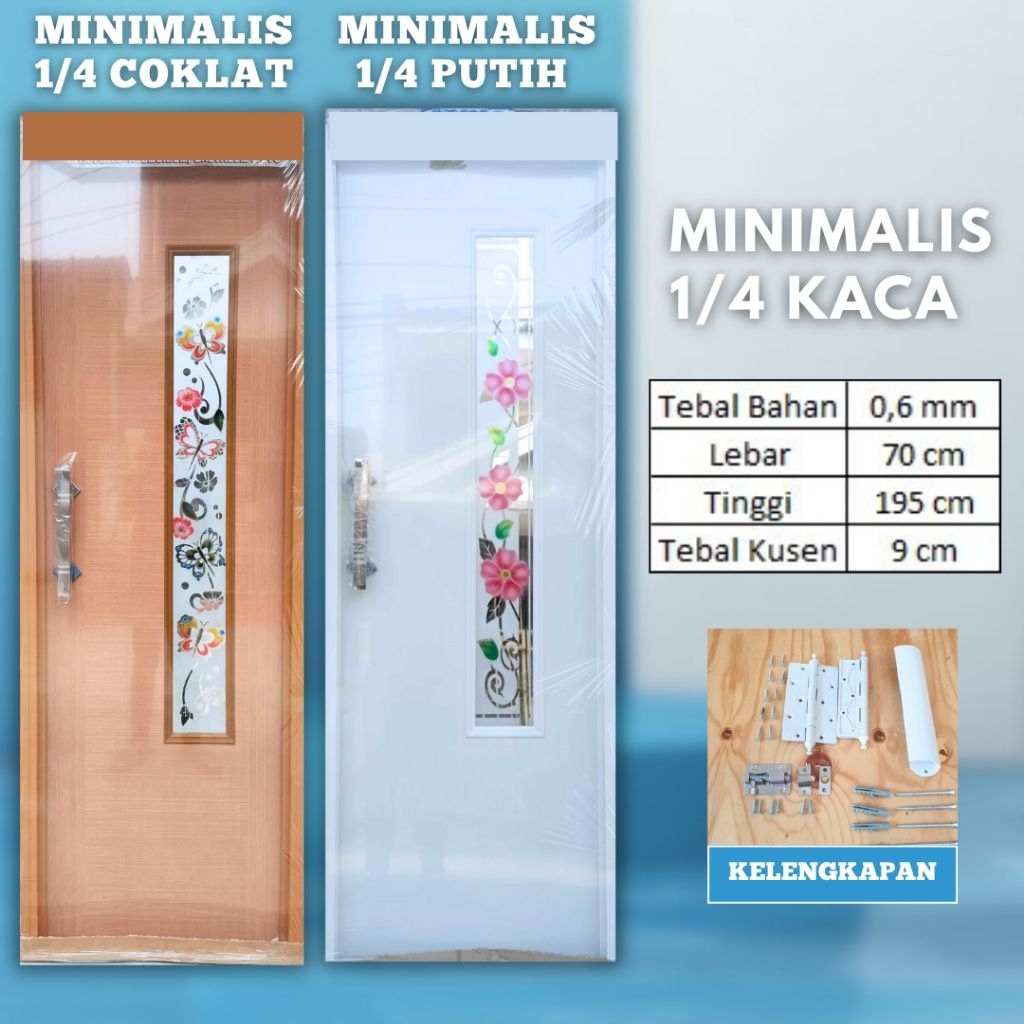 [Minimalis]Pintu WC PVC | 1/4 Kaca Cermin Belakang | Elegan & Premium[Minimalis-01]