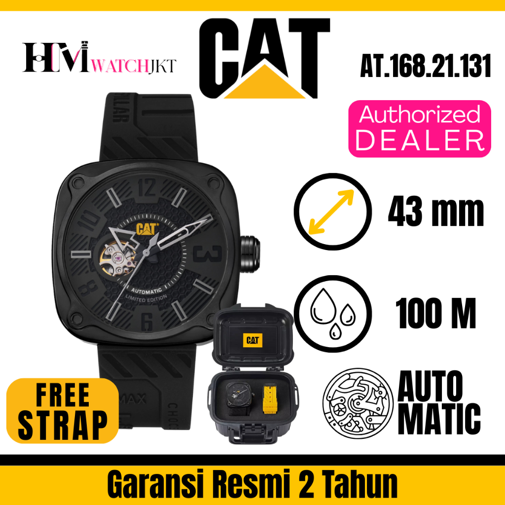 CATERPILLAR Auto Square AT.168.21.131 Jam Tangan Pria Original Analog Automatic Stainless Steel Sili