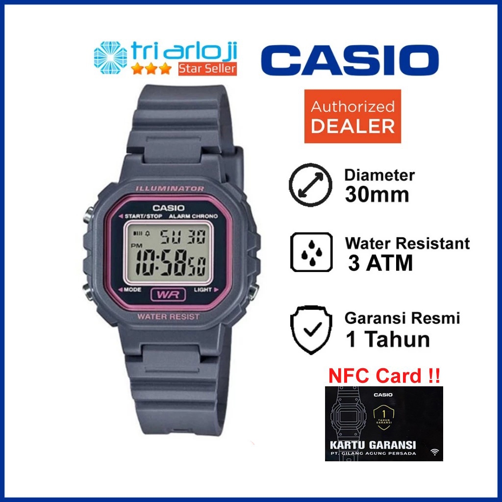 CASIO LA-20WH-8ADF Jam Tangan Wanita Mini Size Abu-abu LA20WH LA-20WH-8A