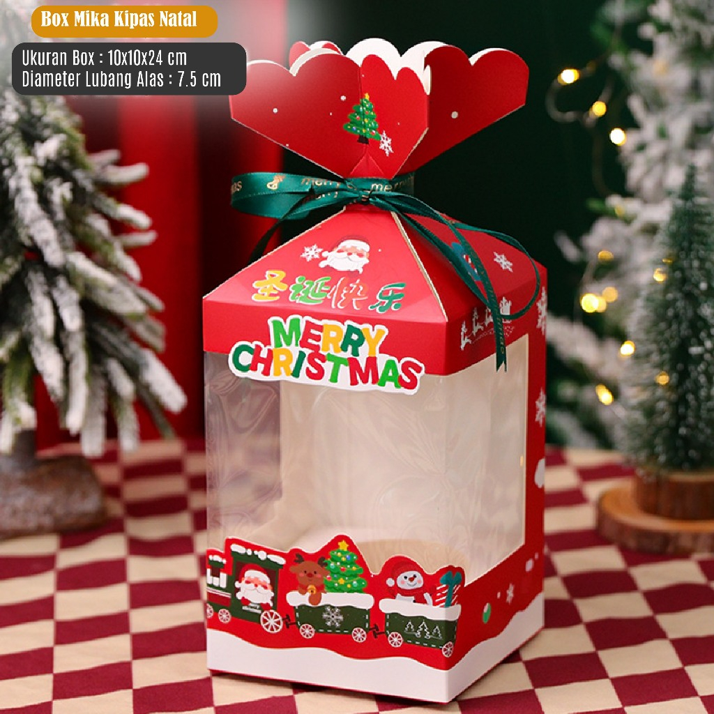 [BOX MIKA KIPAS NATAL] Box Mika Kue Hampers Packaging Natal, Kotak Cookies Tenteng XMas Christmas, D